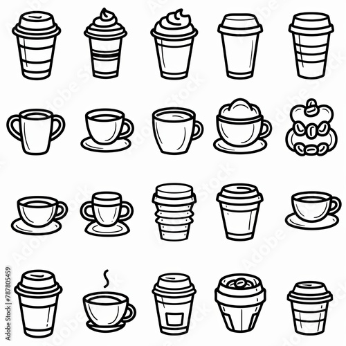 A set of coffee cup icons. photo