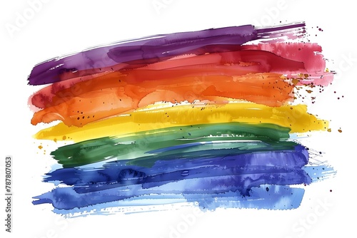 Vibrant Watercolor Brushstrokes Forming Rainbow Pride Flag