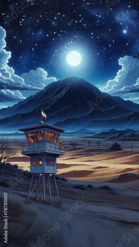 A soldier in the midnight watchtower