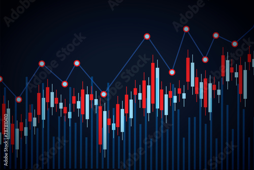 Forex and stock exchange chart vector illustration. Japanese candle stick graph of stock market trading. Finance and forex trade background