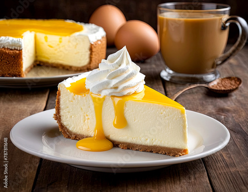 Cheesecake with cream and cookies 