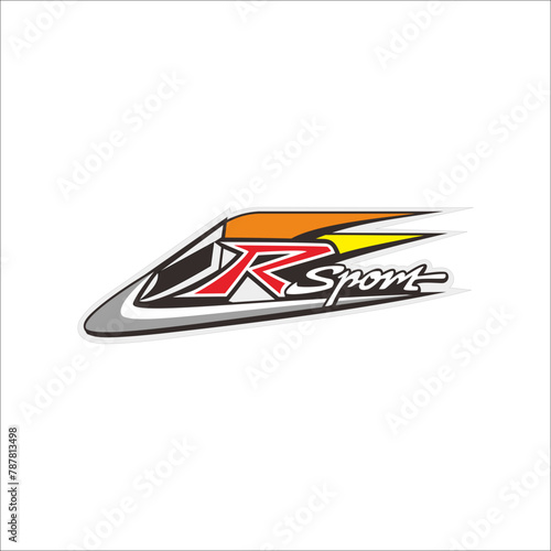 Vector lettering (R sport) decorated with abstract background can be used as graphic design, sticker 