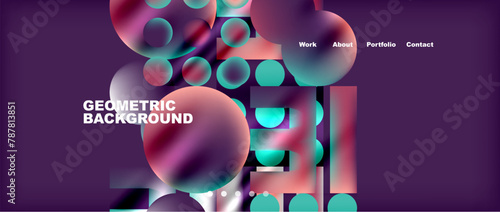 A visually stimulating geometric background with circles and squares in shades of purple, pink, magenta, and electric blue. Perfect for entertainment and visual effect lighting
