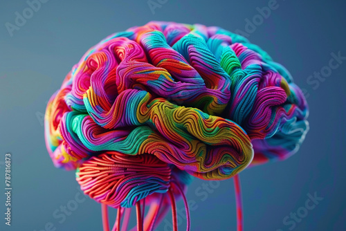 Abstract brain covered with colorful wires photo
