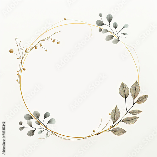 a circular frame with leaves and berries on it