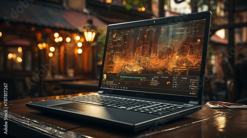 laptop with fire