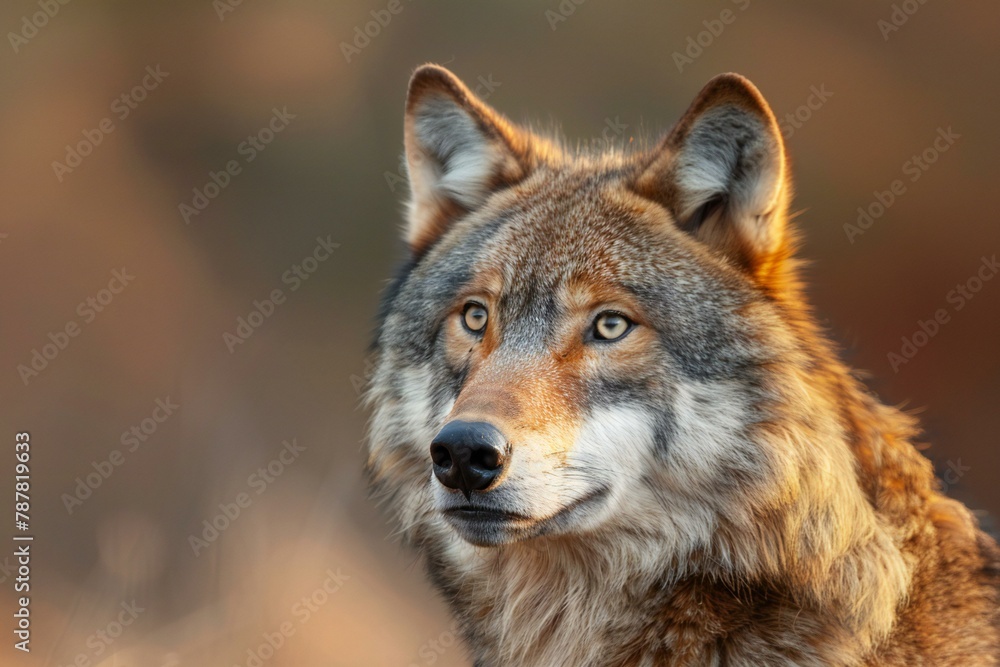 Portrait of a wolf (Canis lupus) in the wilderness