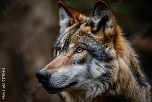 Close-up portrait of a wolf  Canis lupus 