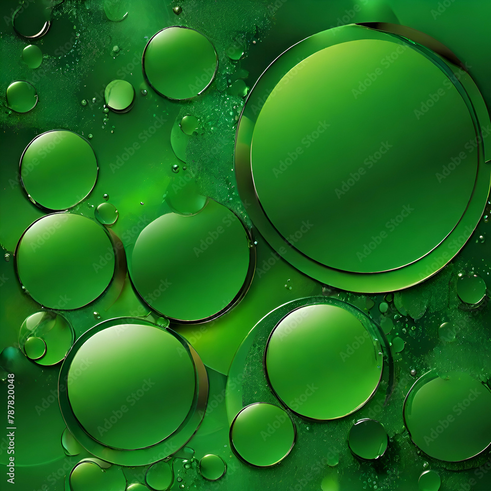 abstract green background with circles and gloss