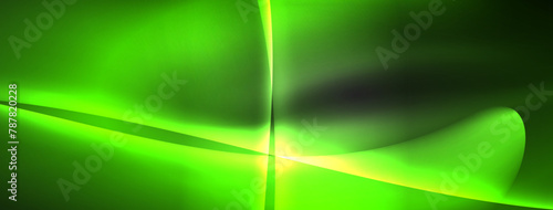 Vibrant green and electric blue lights illuminate a dark backdrop, casting colorful tints on a terrestrial plant. The pattern creates a striking visual contrast in macro photography