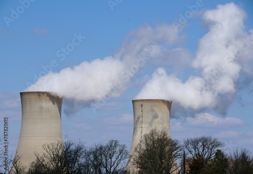 The distance view of two nuclear reactors near Limerick, Pennsylvania, U.S