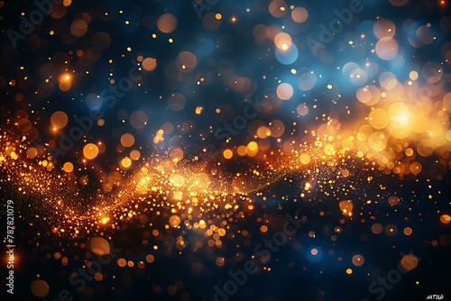 Abstract bokeh background with particles, Futuristic technology style