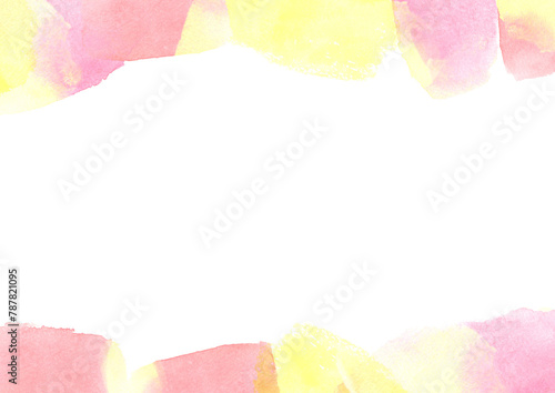 黄色とピンクの水彩テクスチャのフレーム © yokoobata