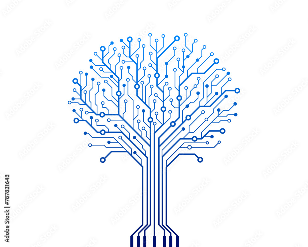 Abstract Circuit tree on white background. Technology design, Computer ...