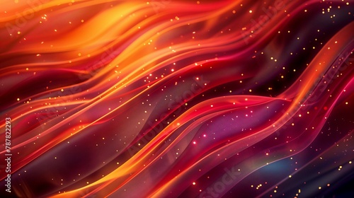 Abstract background,glowing orange and red waves of flowing liquid silk,bokeh,blurred effect.