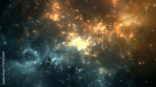 Digitally generated star field and nebula background