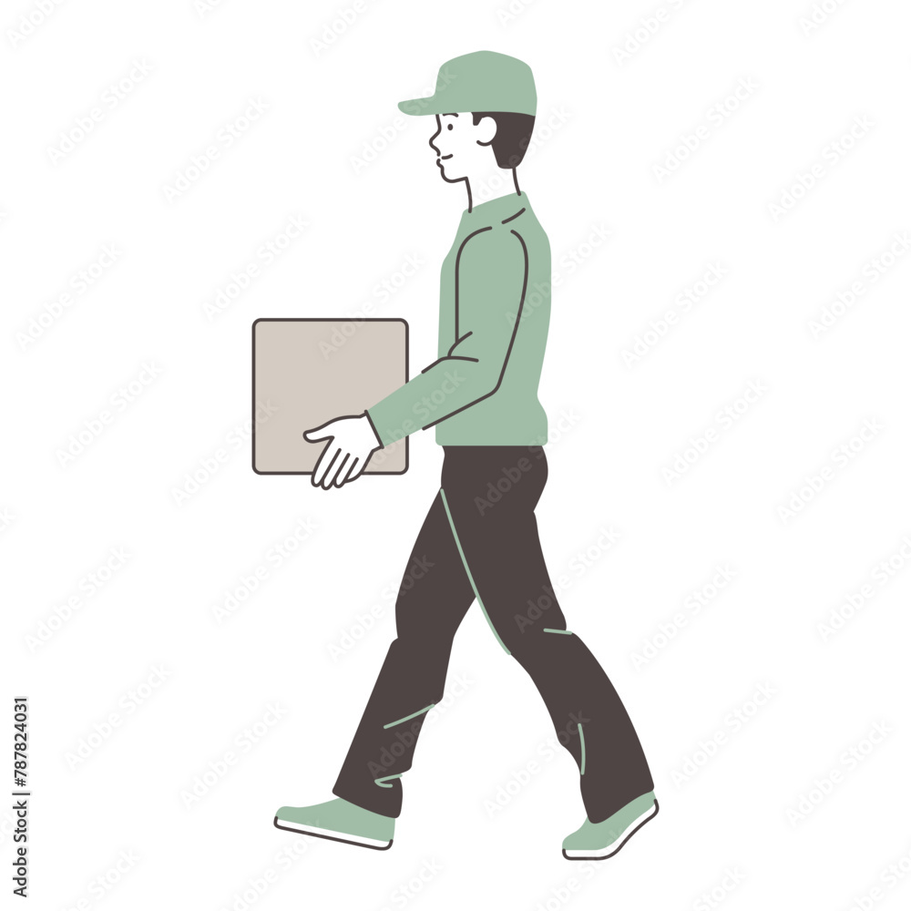 荷物を運ぶ男性配達員のイラスト素材 荷物を運ぶ男性配達員のイラスト素材