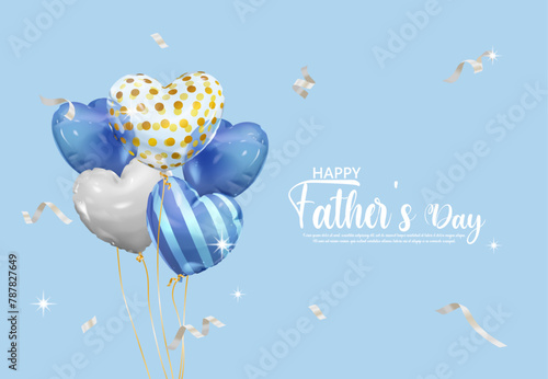 Father's Day greeting card with a bunch of heart balloons