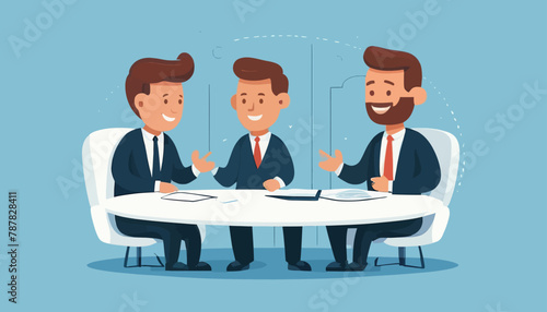 Modern Flat Style Vector Illustration: Business Negotiations Doodle Art