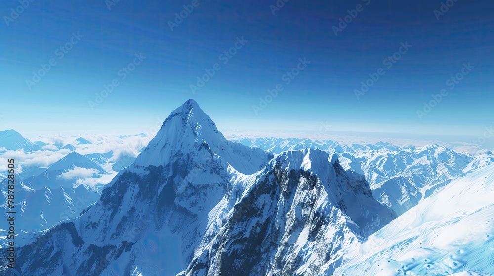 VR Everest climb, firstperson, realistic icy textures, clear blue sky
