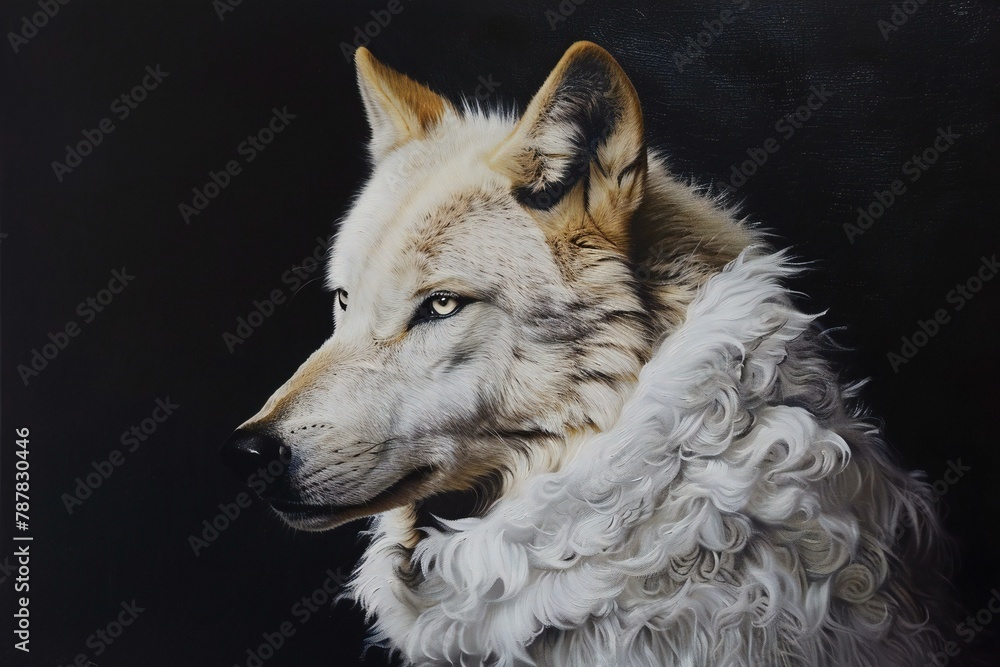 Portrait of a wolf in the studio on a black background