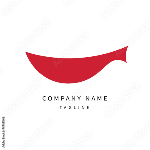 Minimalist red vector logo with abstract fish silhouette