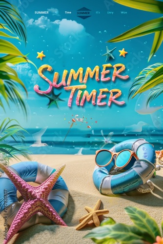 Summer time vacation beach holiday in brazil poster flyer background image