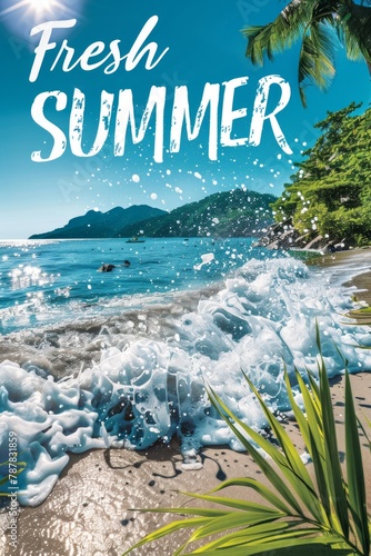 Fresh summer vacation beach holiday in brazil poster flyer background image