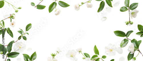 Spring flower frame white background copy space.