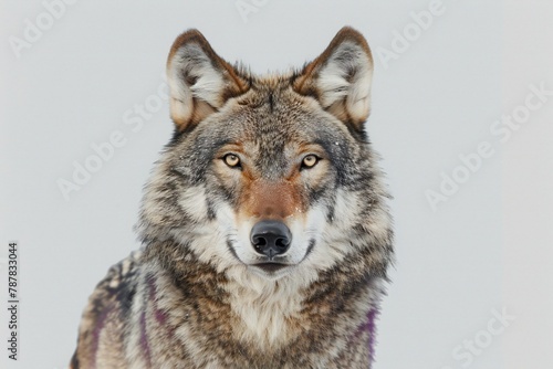 Portrait of a wolf in front of a white background  isolated