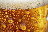 Close-up of beer foam with bubbles,  Beer foam background