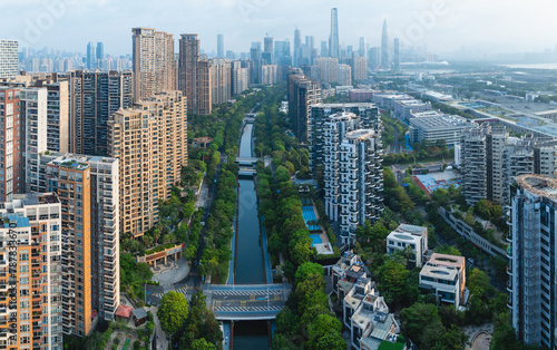 Canvas Print Aerial view of  landscape in shenzhen city, China