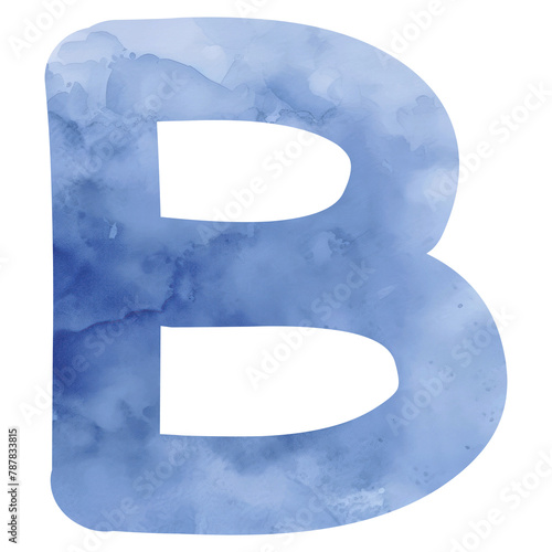 Letter B png blue watercolor alphabet, transparent background