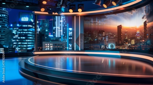 3D Virtual News Studio Background. 3d rendering