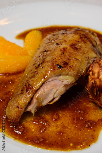 Duck a l Orange or Canard a la Bigarade Breast with Almond Croquette and Sauce