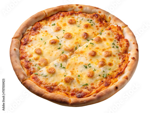 Delicious cheese pizza isolated on a transparent background