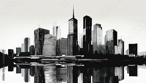 Statue of Liberty and New York, cityscape double exposure contemporary style minimalist artwork collage illustration