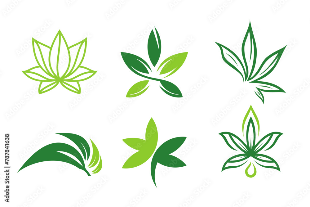 Abstract canabis or cannabis marijuana logo vector set collection