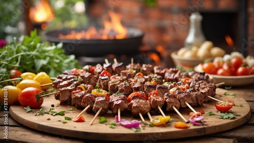 Shishlik Grilled skewered meat, often marinated in vinegar and spices