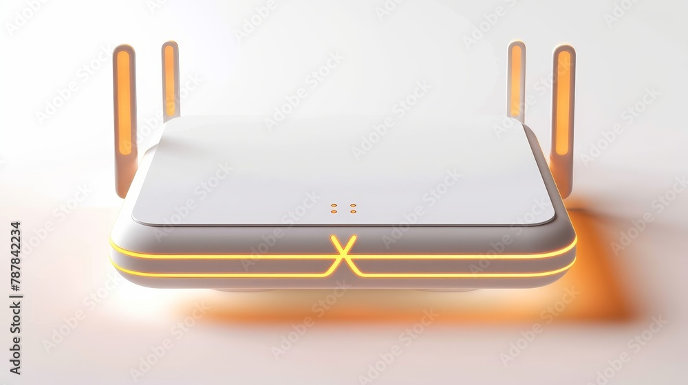 The modern realistic mockup of an Ethernet router is isolated on a white background with a wireless router and a wireless broadband modem. The modern realistic mockup of an Ethernet router is isolated on a white background with a wireless router and a wireless broadband modem.