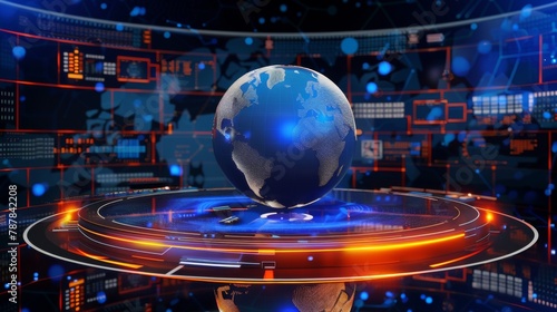 3D World News Background  digital world breaking news Studio Background for news report and breaking news on world live report