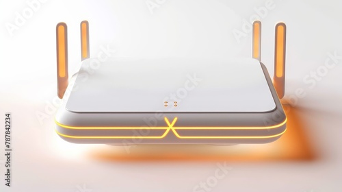 The modern realistic mockup of an Ethernet router is isolated on a white background with a wireless router and a wireless broadband modem.