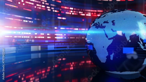 3D World News Background, digital world breaking news Studio Background for news report and breaking news on world live report