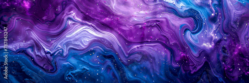 Cosmic Swirls in Shades of Purple and Blue with Sparkling Stars