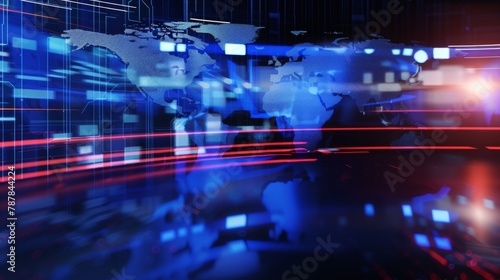 3D World News Background, digital world breaking news Studio Background