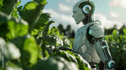 Smart robotic farmers concept robot farmers agriculture technology farm automation