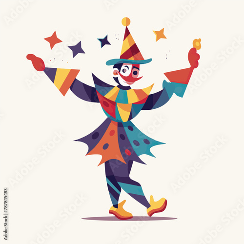 Colorful Jester Character Cartoon Vector Illustration