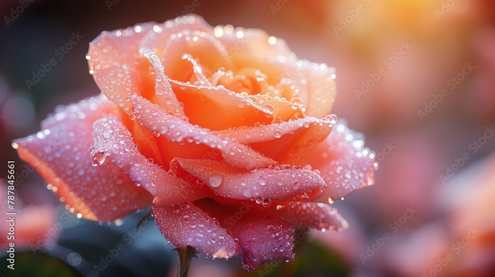 Beautiful rose flower with drops of dew Beautiful rose flower with drops of dew