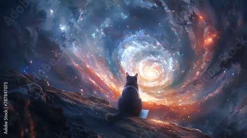 Feline Celestial A Captivating Feline s Journey Through the Swirling Cosmos