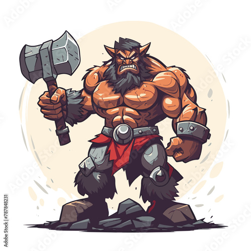Brute Strength Unleashed Character Design of a Fierce Warrior with Thunderous Maul